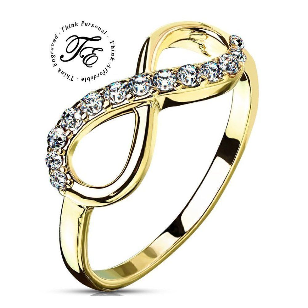 Women's Dainty Gold Infinity Ring - Paved Gem Infinity Ring